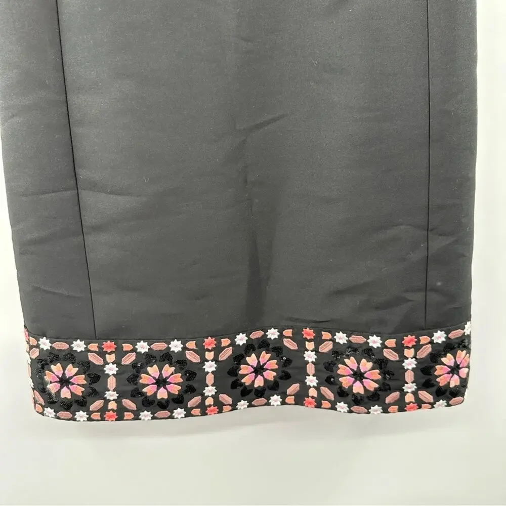 Kate Spade Dress By The Pool Black Mosaic Floral Embroidered Shift Dress Size 10